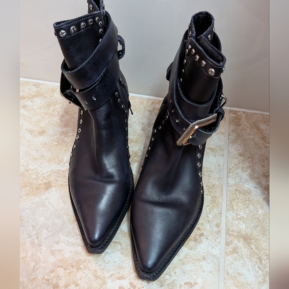 Free People Leather Billy Studded Moto Booties - Picture 8 of 10